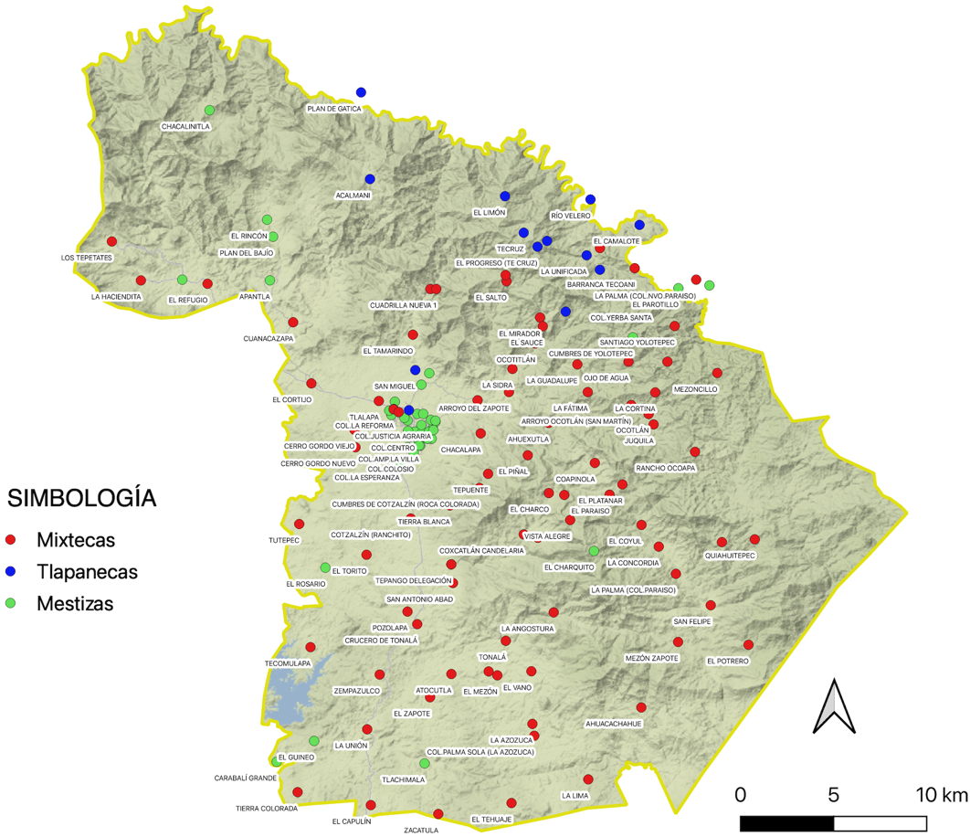 Comunidades de Ayutla según pertenencia étnica