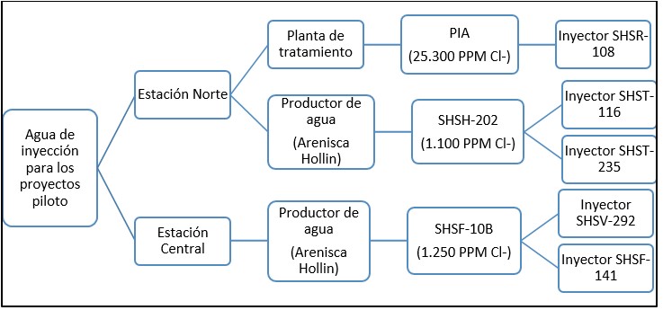 Esquema del agua de inyecci&oacute;n para los proyectos piloto