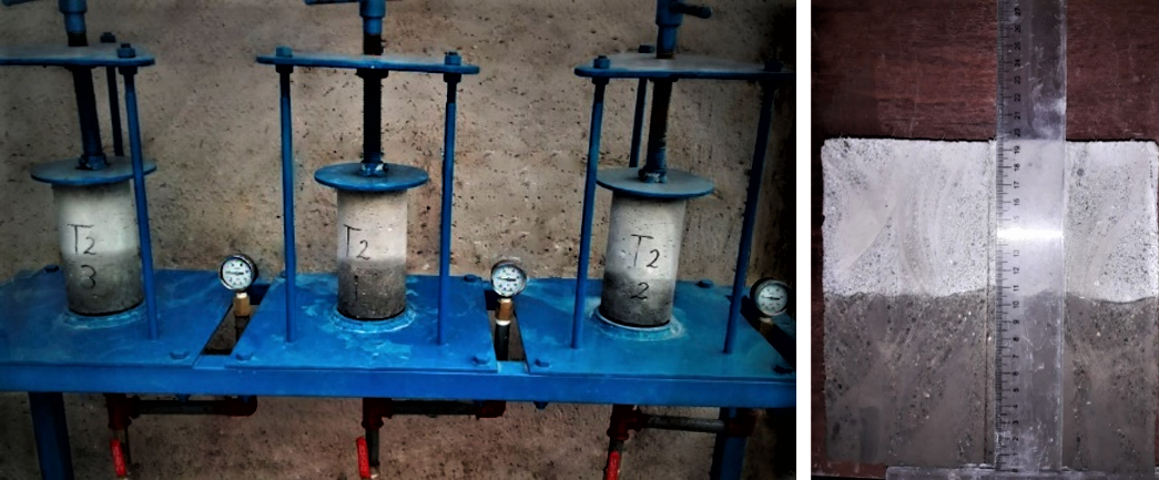 Profundidad de penetraci&oacute;n de agua
bajo presi&oacute;n