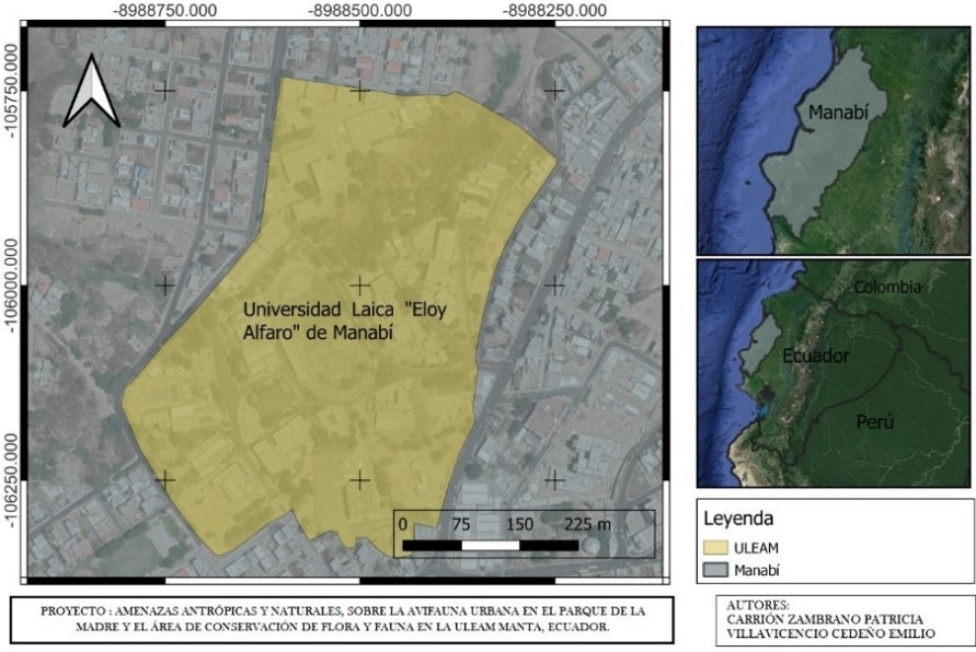 Mapa de localización del área de
conservación de Flora y fauna de la ULEAM