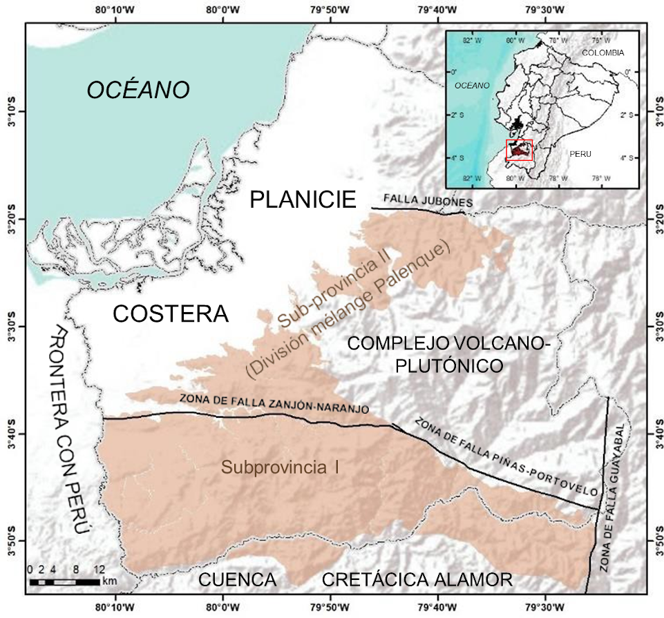Ubicación y Estructura del
Complejo metamórfico El Oro.