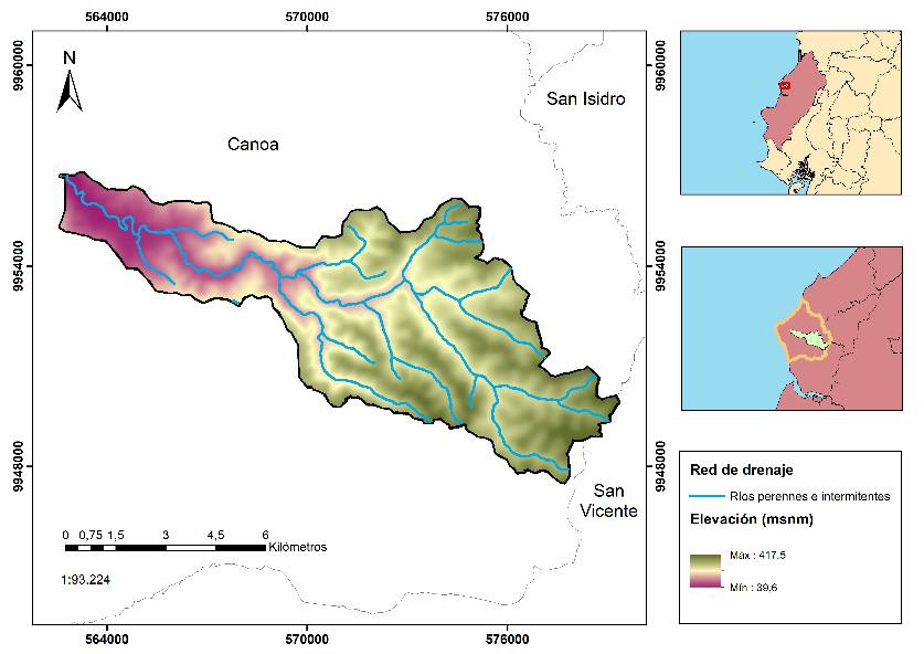Mapa de ubicación de la microcuenca del río Muchacho