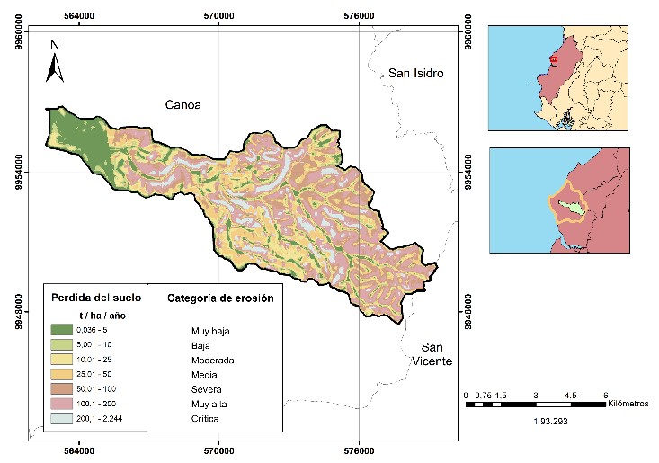Mapa de erosi&oacute;n h&iacute;drica del suelo para la microcuenca
de r&iacute;o Muchacho
