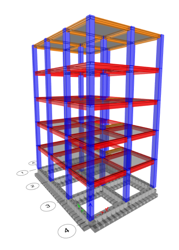 Vista 3D de la edificaci&oacute;n de estudio