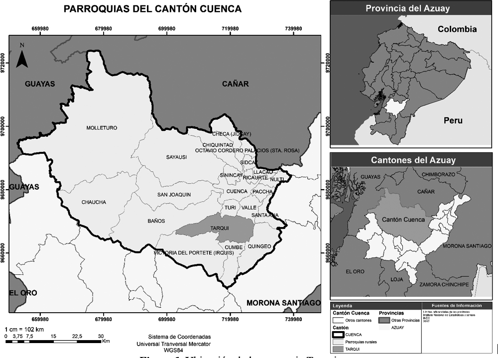 Ubicación
de la parroquia Tarqui.