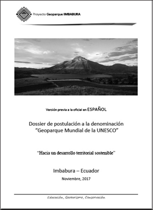 Portada del dossier del Proyecto Geoparque Imbabura (Comité de Gestión Proyecto Geoparque Imbabura, 2017).