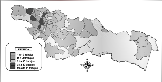 Mapa parroquial de concentración de trabajos de titulación de la
Zona 2.