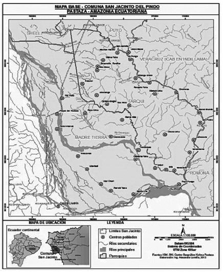 Comunidades que conforman la comuna San
Jacinto del Pindo (Lamiña, 2014).