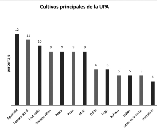 Cultivos
principales de la UPA en %