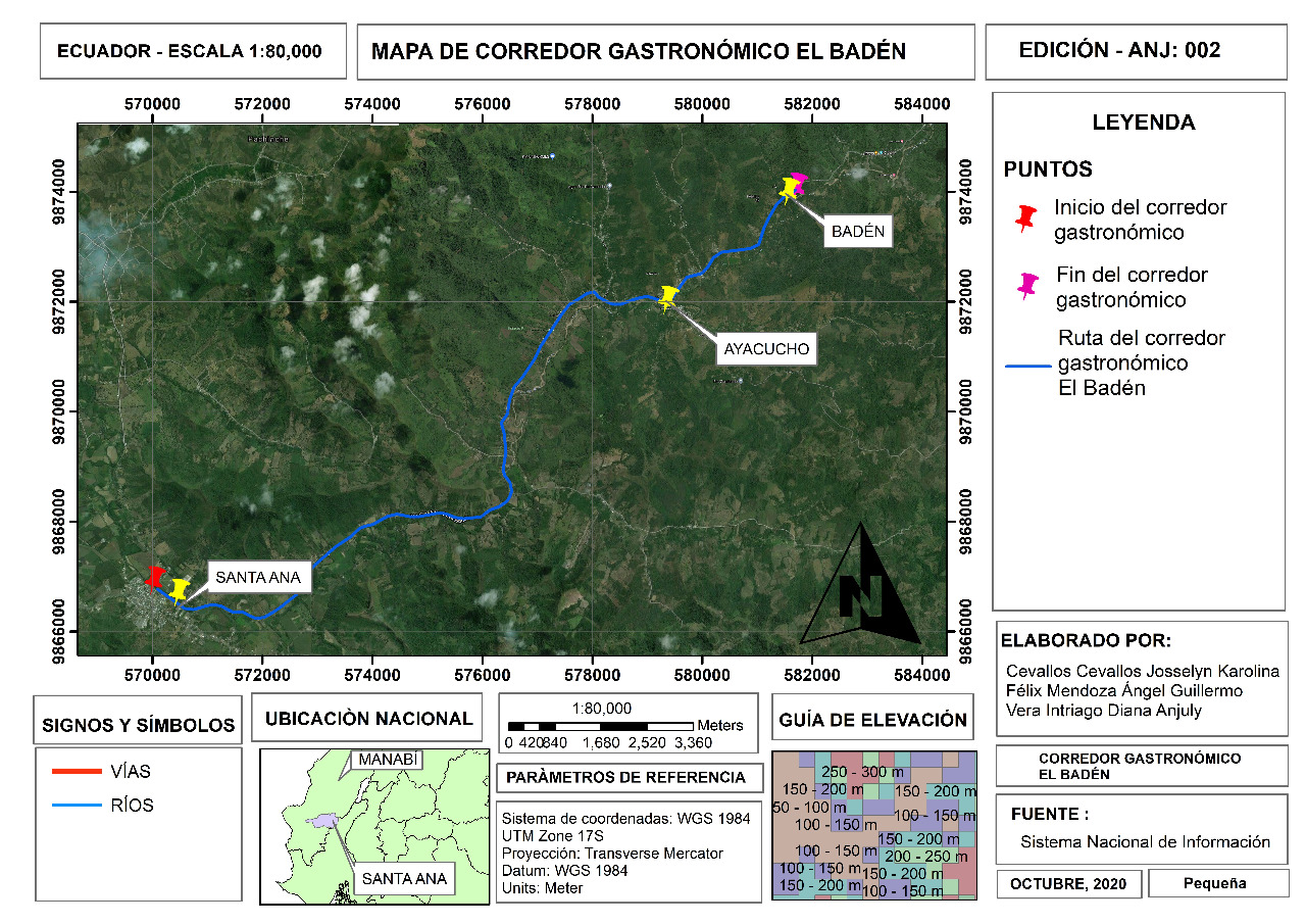 Mapa de caracterización del corredor gastronómico El Badén.