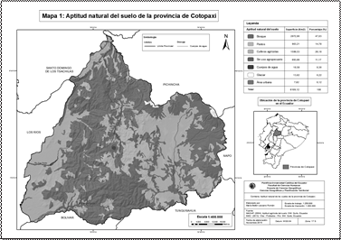 Aptitud natural de uso del suelo
de la provincia de Cotopaxi.
