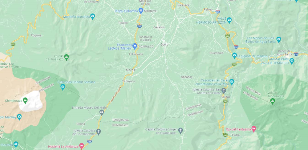 Mapa de ubicación del cantón Mocha.