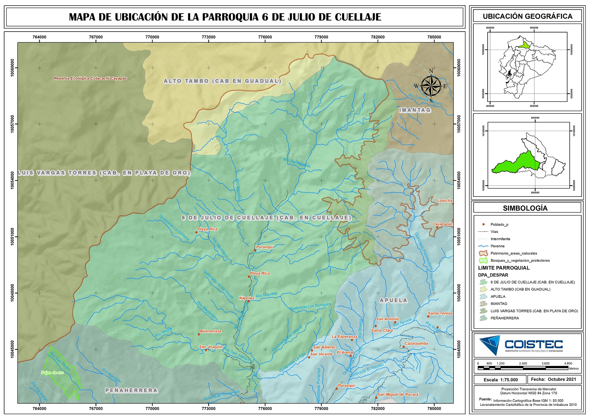 Mapa base de la parroquia Cuellaje.