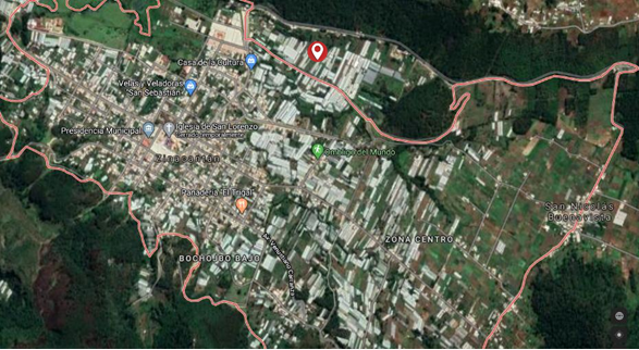Localización del invernadero en el municipio de Zinacantán, Chiapas.