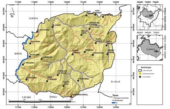 Mapa de la ubicación de la parroquia Turi.