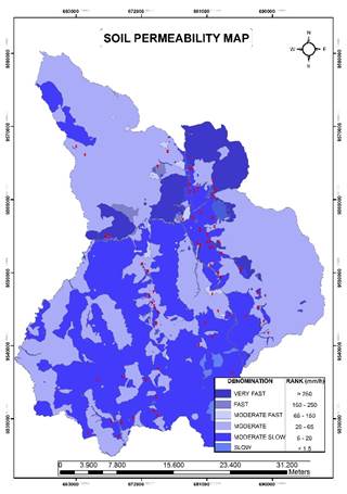 Permeability map of the study area.