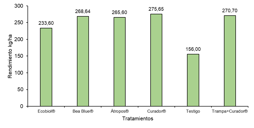 Rendimiento kg ha1 por tratamientos evaluados en el cultivo de café en Jalapa Nueva Segovia periodo 20222023
