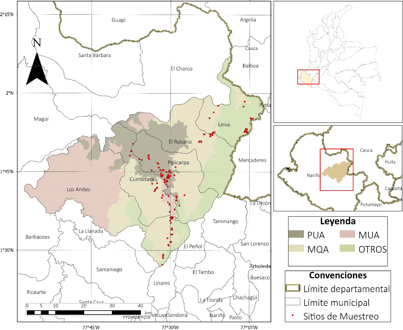 Localización de la zona de estudio distribución de sitios de muestreo y unidades cartográficas de suelos.