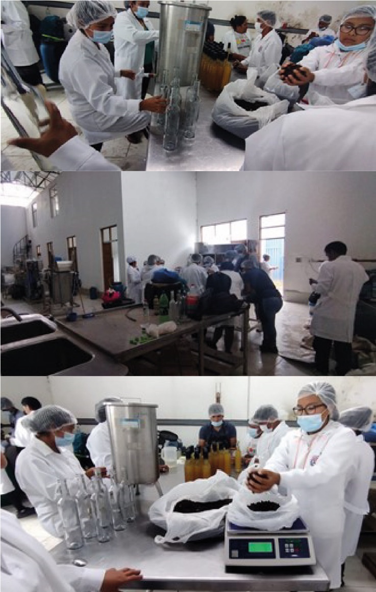 Photograph of the production process of coffee cream liquor.