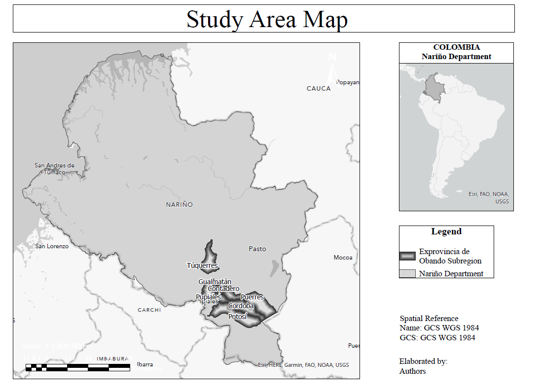 Study area for pea crop analysis (period 2019 to 2022).