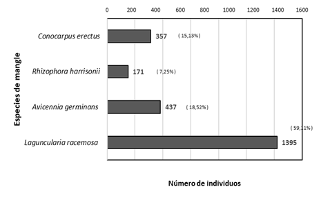 Total de individuos por especie.