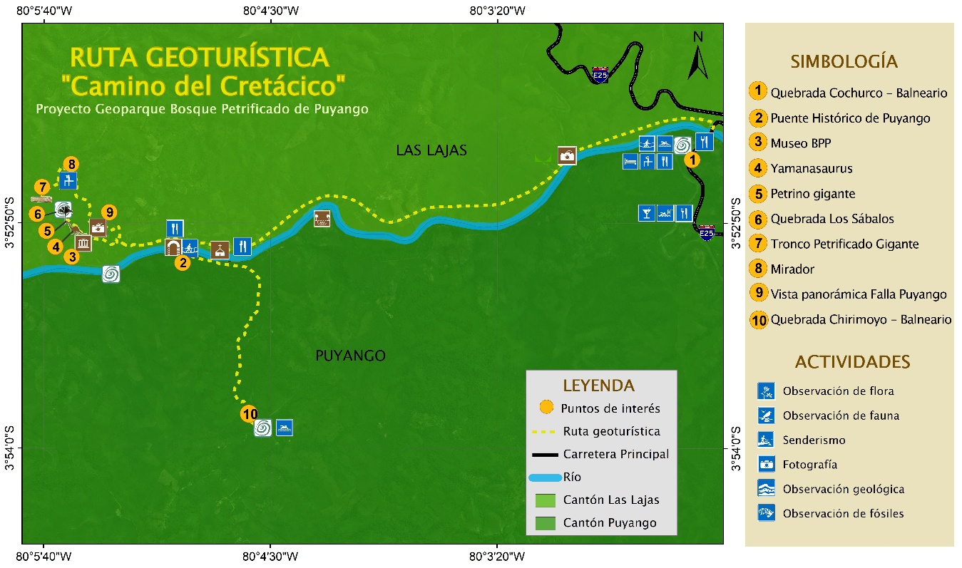 Mapa de ruta geoturística recreativa.