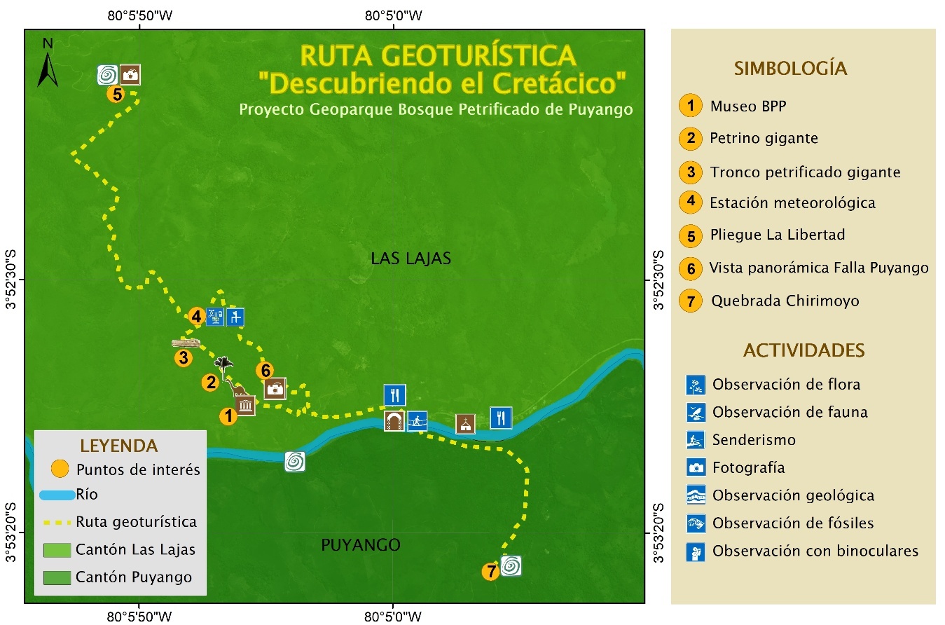 Mapa de ruta geoturística científica.