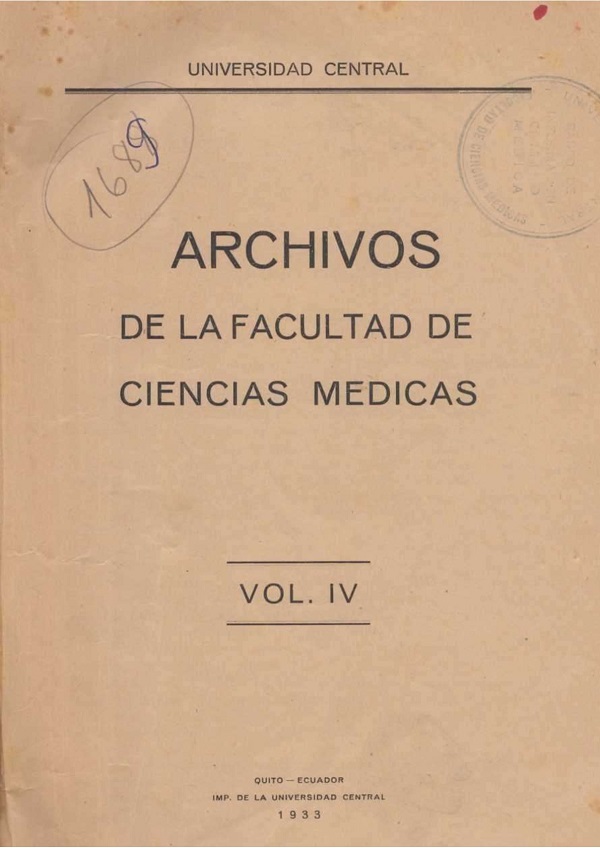 					Ver Vol. 4 Núm. 1-4 (1933): Revista de la Facultad de Ciencias Médicas (Quito)
				