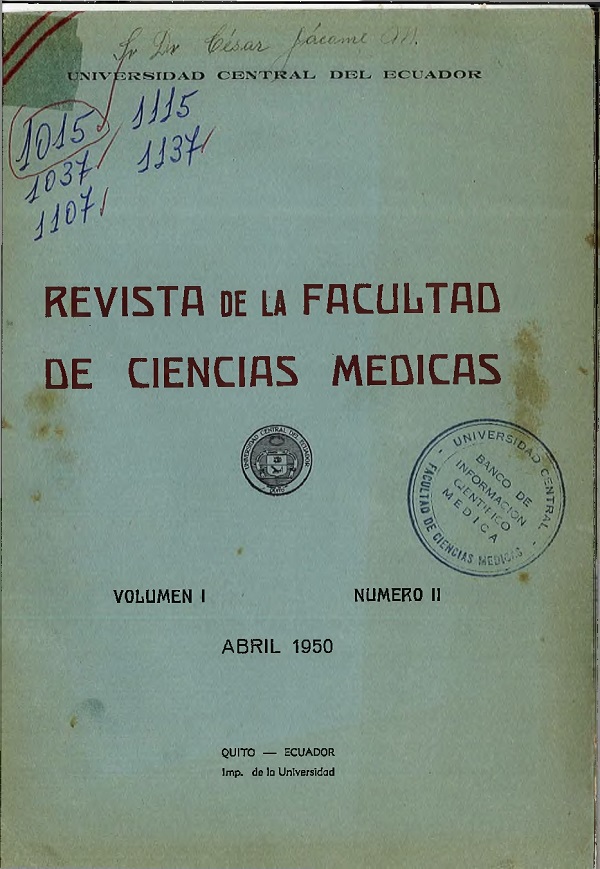 					View Vol. 1 No. 2 (1950): Revista de la Facultad De Ciencias Médicas (Quito)
				