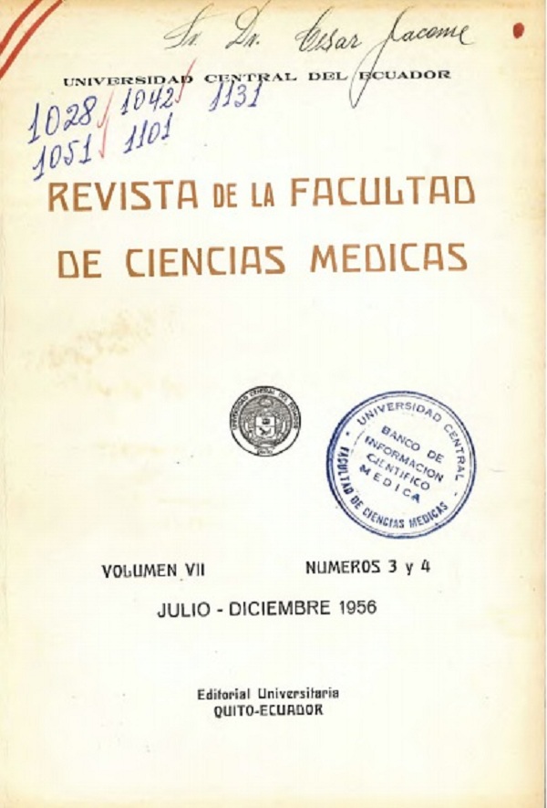 					View Vol. 7 No. 3-4 (1956): Revista de la Facultad de Ciencias Médicas (Quito)
				