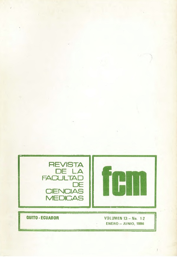 					Ver Vol. 13 Núm. 1-2 (1988): Revista de la Facultad de Ciencias Médicas (Quito)
				
