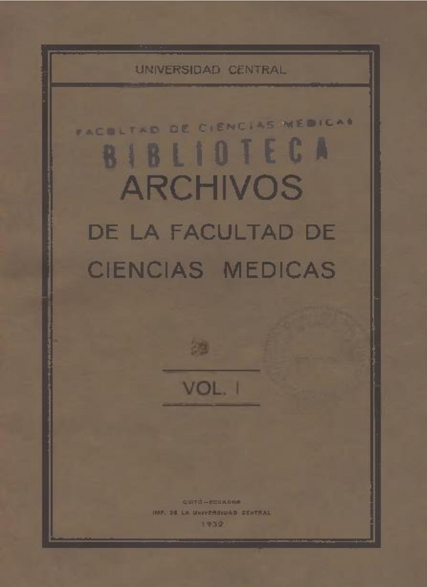 					Ver Vol. 1 Núm. 1-4 (1932): Revista de la Facultad de Ciencias Médicas (Quito)
				