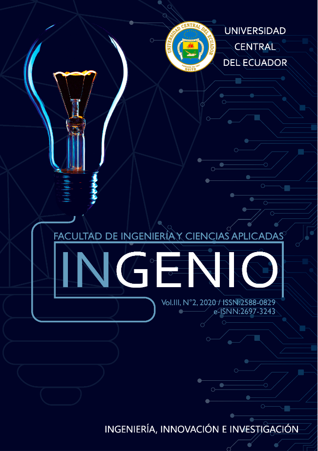 					Ver Vol. 3 Núm. 2 (2020): Revista Ingenio, Facultad de Ingeniería y Ciencias Aplicadas
				