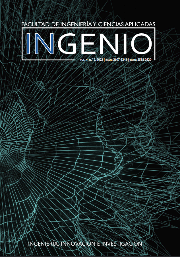 					Ver Vol. 5 Núm. 2 (2022): Revista INGENIO, Facultad de Ingeniería y Ciencias Aplicadas
				