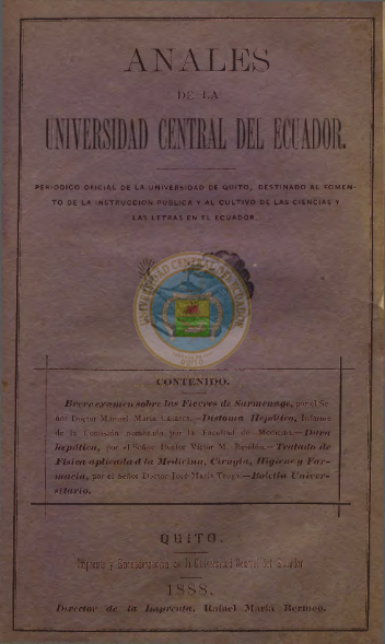					Ver Núm. X (1888): ANALES DE LA UNIVERSIDAD DE QUITO, SEPTIEMBRE
				