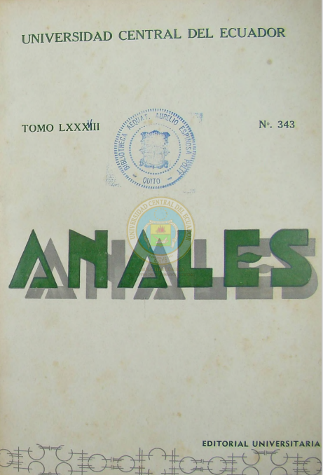 					Ver Vol. 88 Núm. 343 (1959): ANALES DE LA UNIVERSIDAD DE QUITO
				