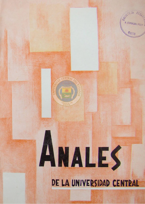					Ver Vol. 94 Núm. 349 (1965): ANALES DE LA UNIVERSIDAD DE QUITO
				