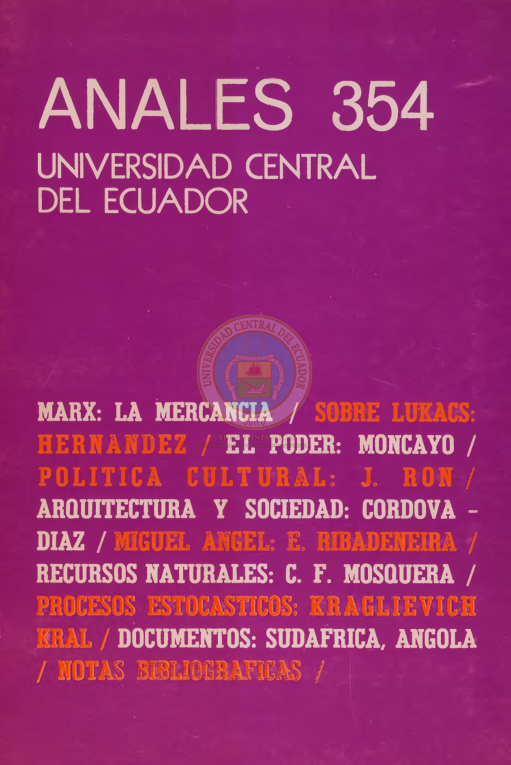 					Ver Vol. 1 Núm. 354 (1976): ANALES DE LA UNIVERSIDAD DE QUITO, FEBRERO
				